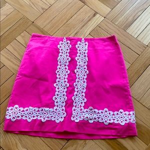 Lily Pulitzer Size 2 Pink Skirt, White Embroidery